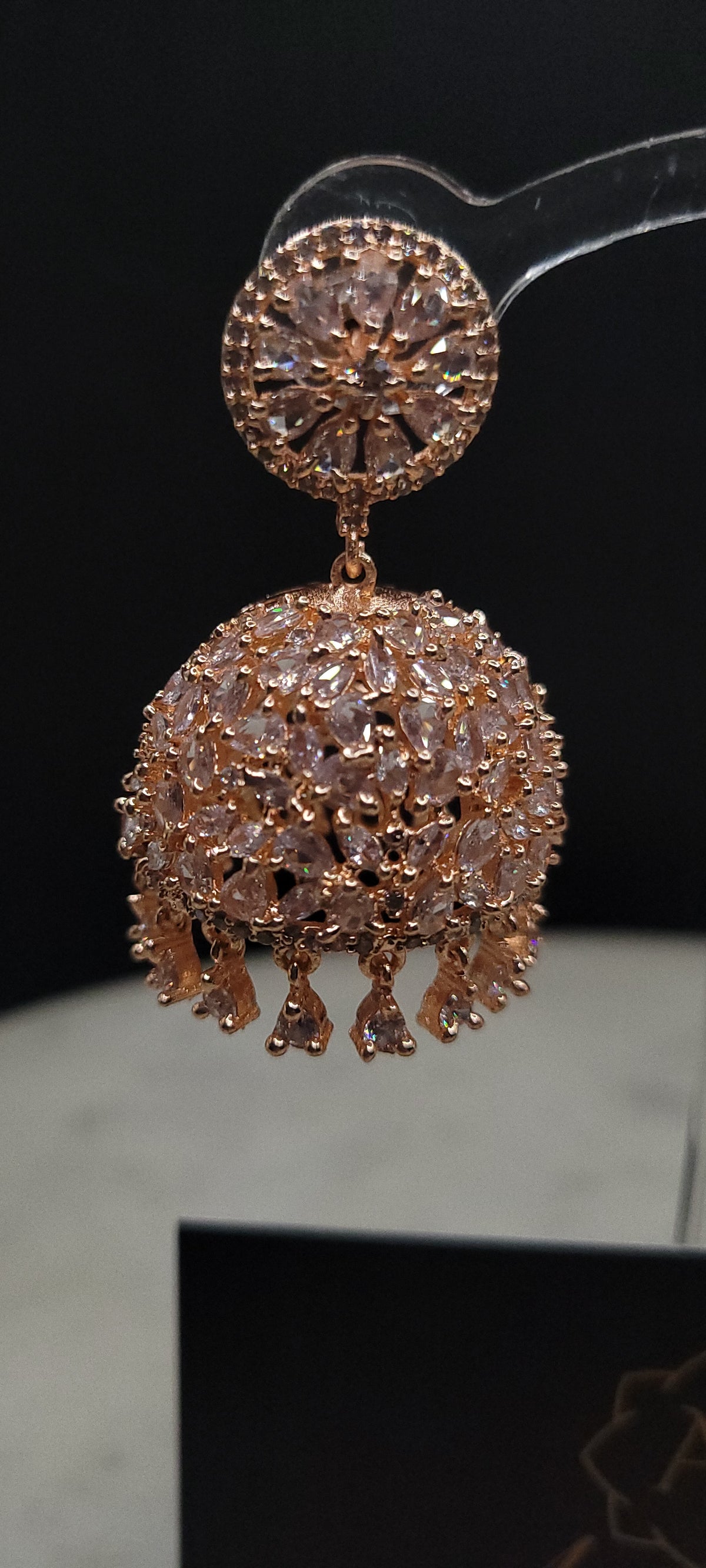 Jhumanka rose gold diamond earrings