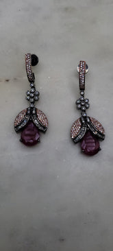 One of a kind two toned diamond earrings