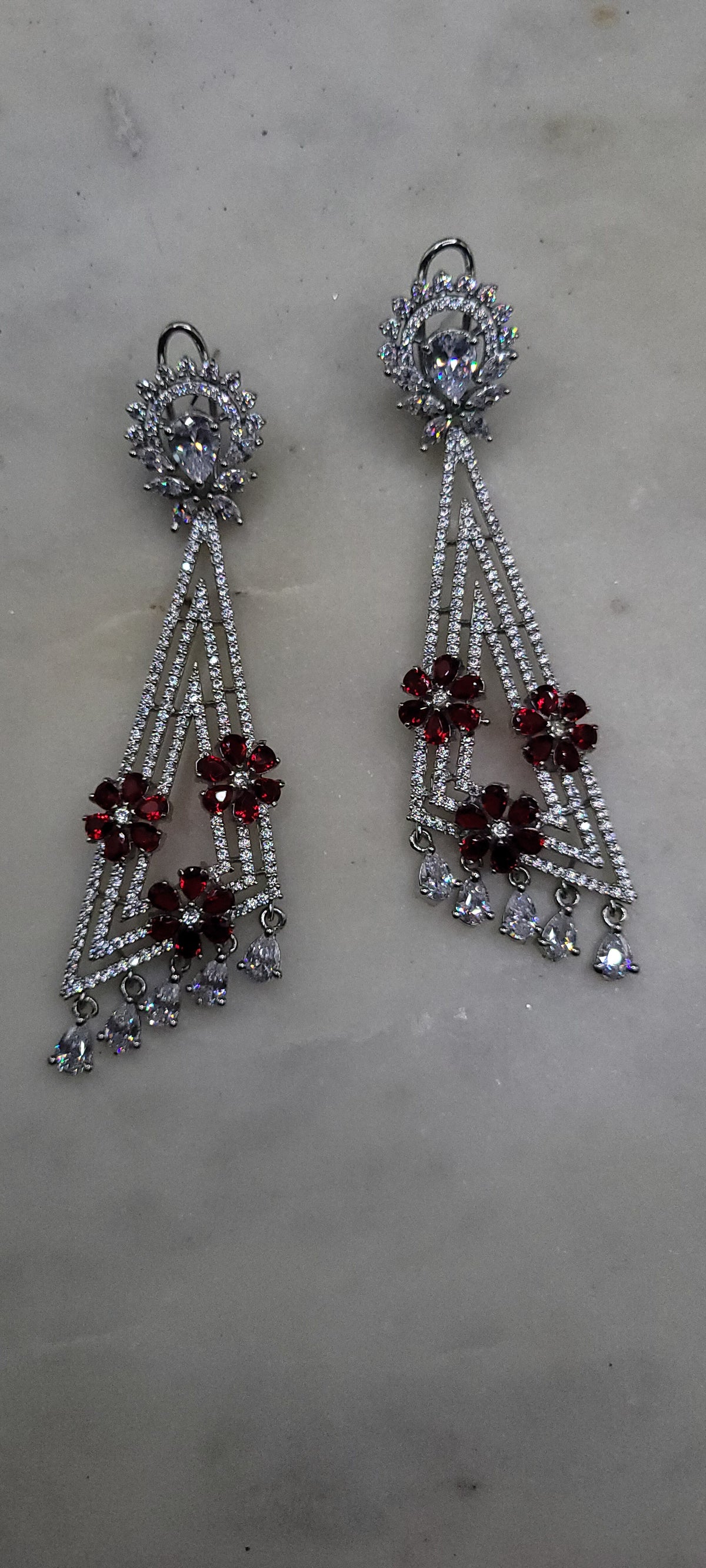 Floral diamond design earrings