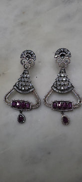 two toned diamond earrings