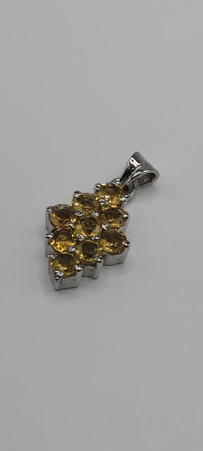 Yellow Topaz Stone Surrounded with Zirconia on Sterling Silver