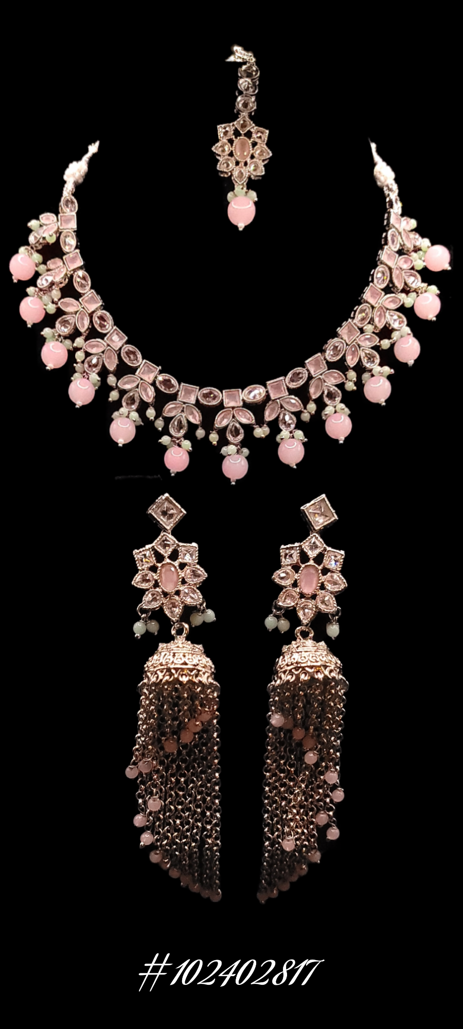 DESIGNER NECKLACE WITH HEAD PIECE AND EARRINGS SET