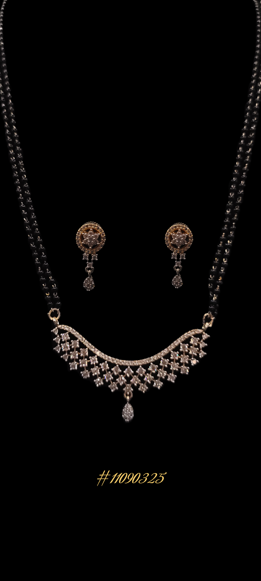 ELEGANT AND SPARKLING MANGALSUTRA SET IN GOLD COLOR WITH DIAMONDS