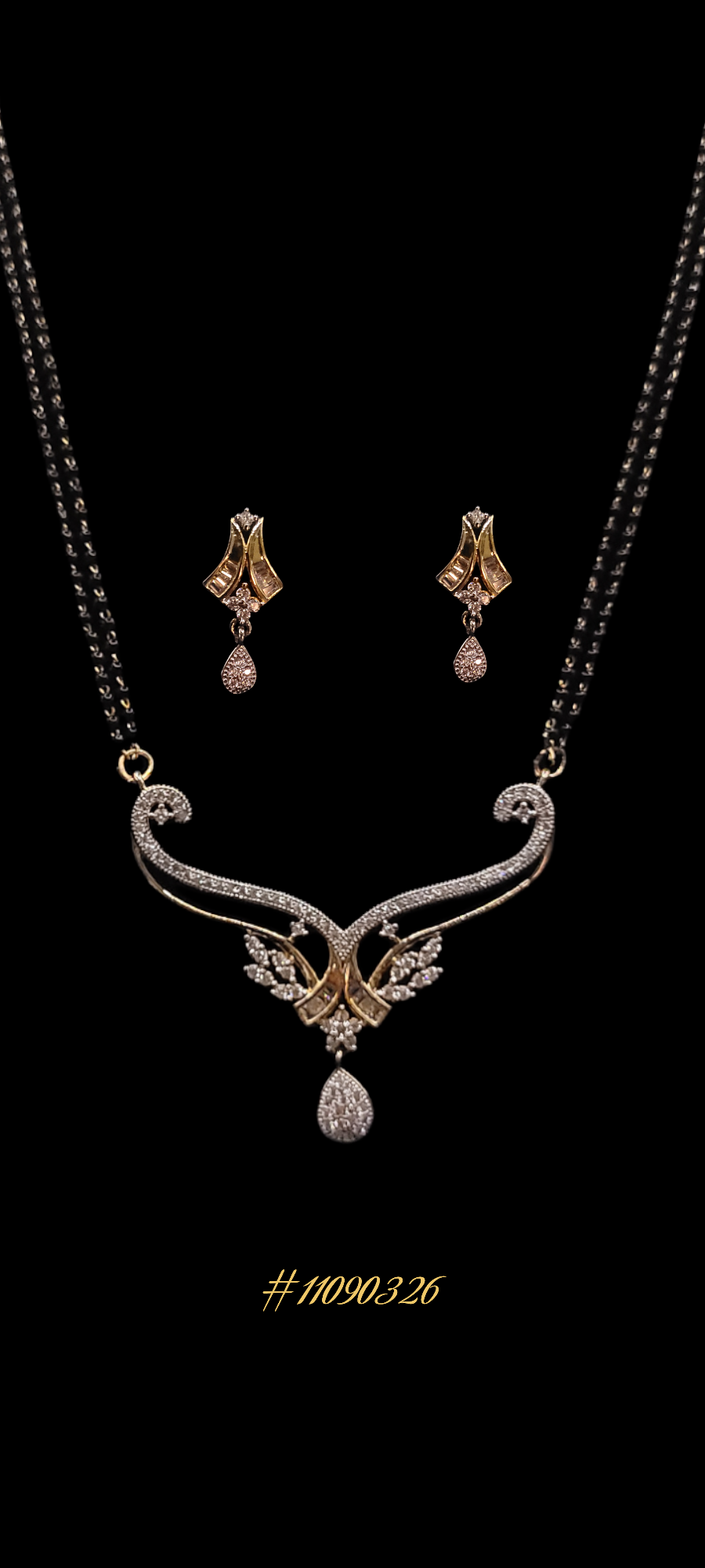 LOVELY DESIGN MANGALSUTRA SET IN GOLD & SILVER COLOR WITH DIAMONDS