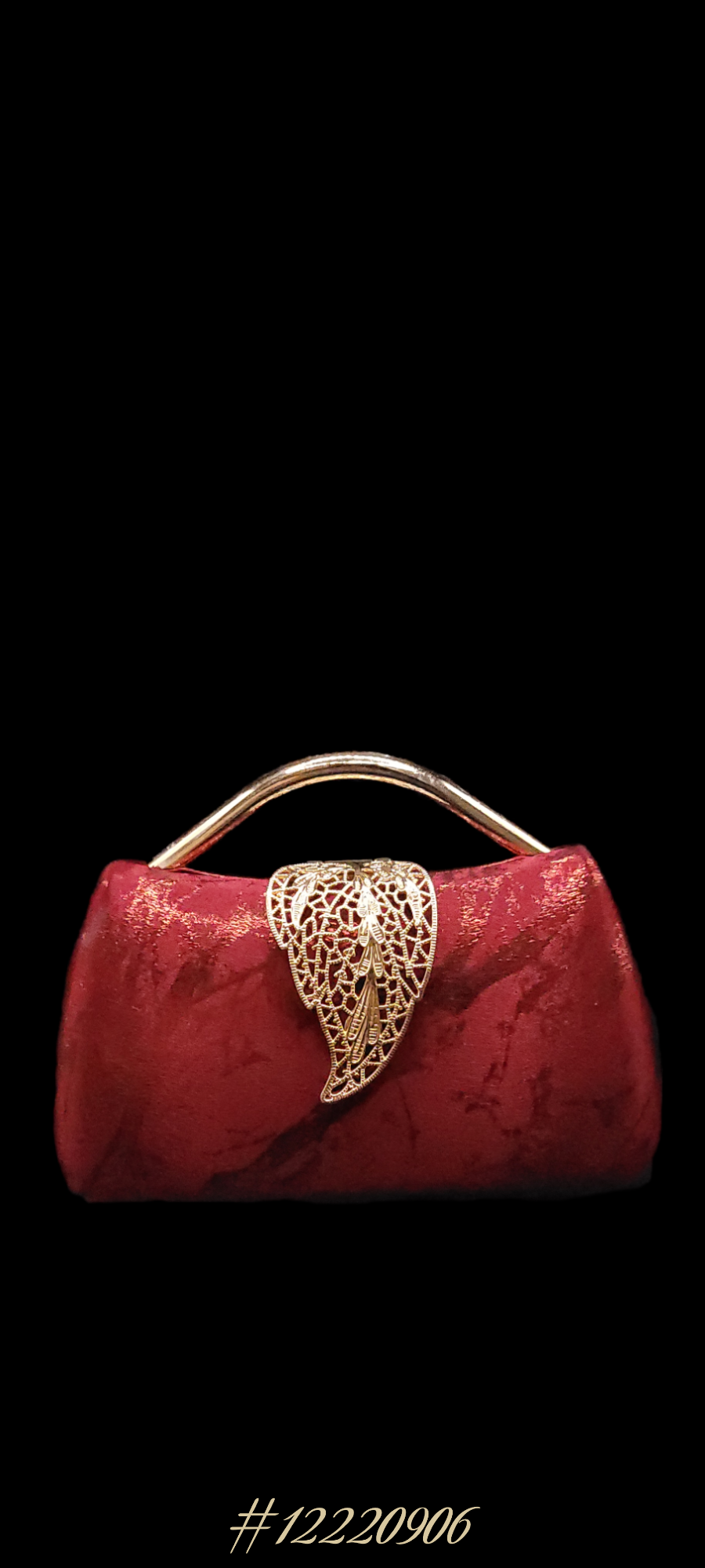 ELEGANT SMALL RED WITH GOLD LEAF DESIGN CLUTCH