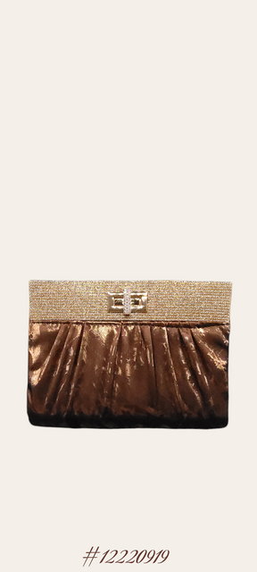 EYE CATCHING CLUTCH, PARTY THEME IN BROWN COLOR WITH GOLD DIAMONDS
