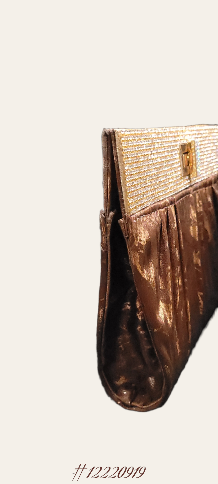 EYE CATCHING CLUTCH, PARTY THEME IN BROWN COLOR WITH GOLD DIAMONDS