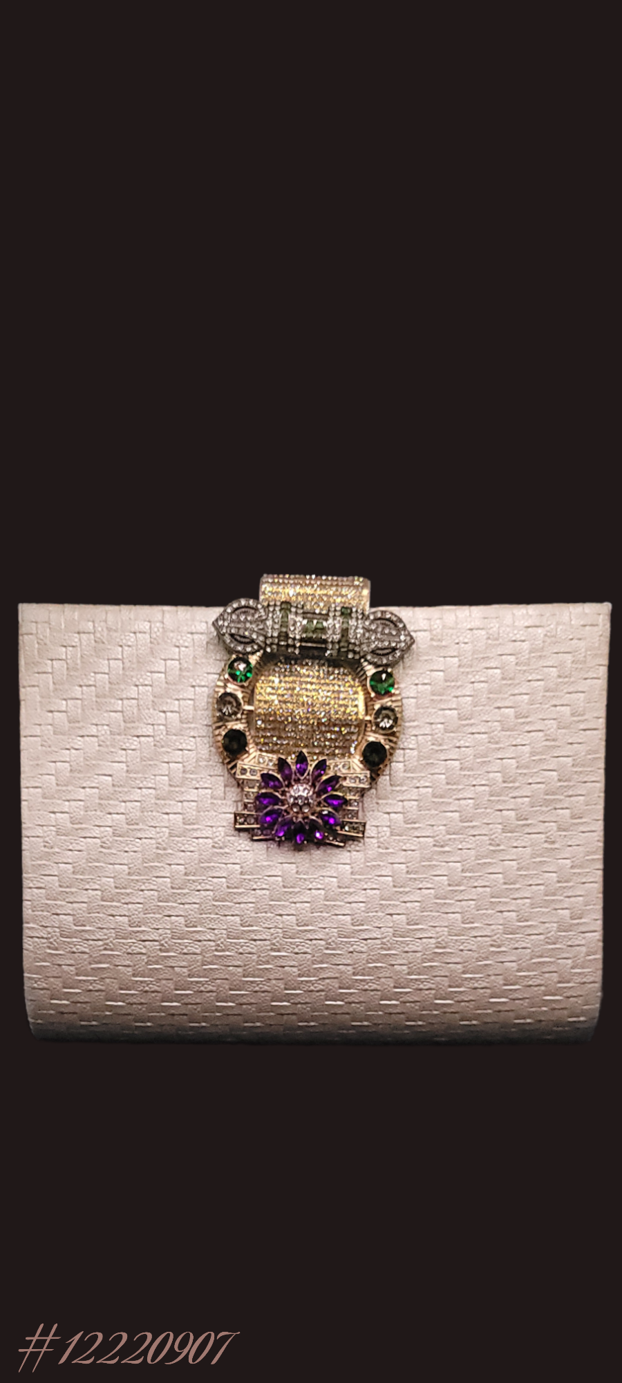 PRECIOUS DESIGNER BAG IN PEAR COLOR WITH GOLD DIAMONDS AND COLORFUL STONES