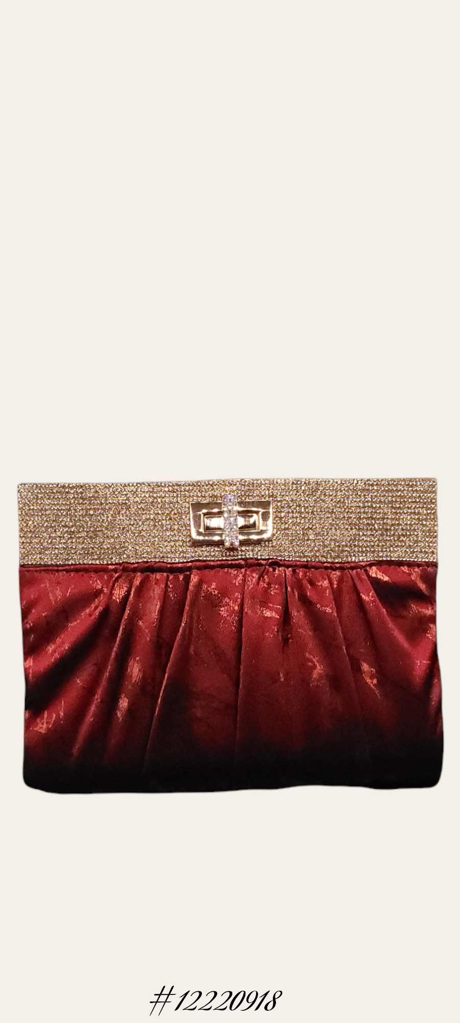 ELEGANT RED PARTY THEME CLUTCH WITH GOLD DIAMONDS