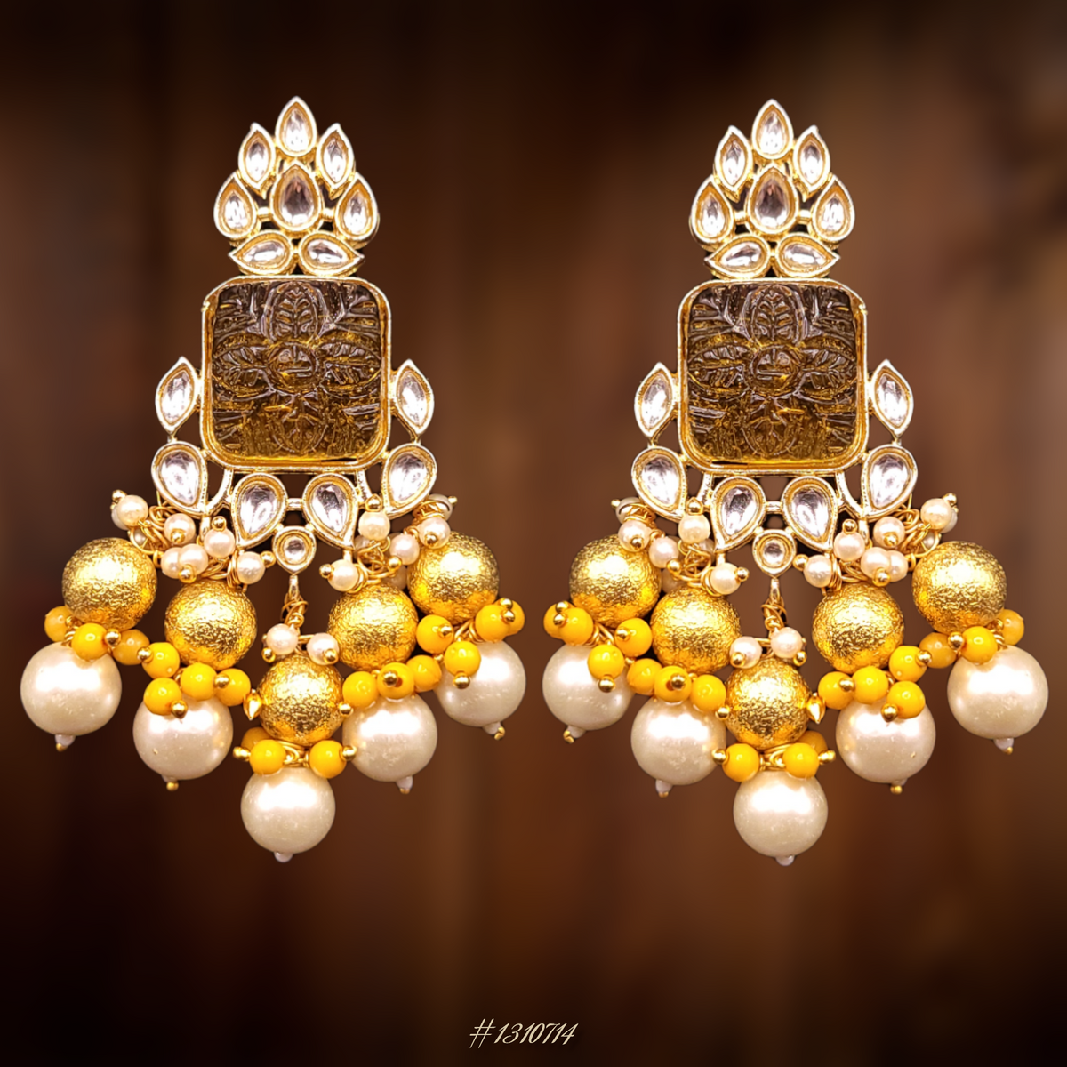 EYE CATCHING BEADED EARRINGS WITH STONE & PEARLS