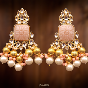 EYE CATCHING BEADED EARRINGS WITH STONE & PEARLS