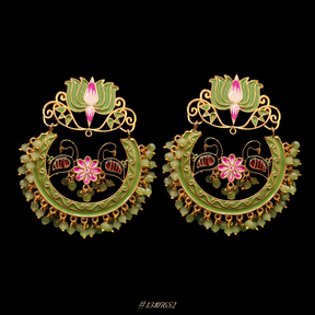 ELEGANT DESIGNER EARRINGS IN GOLDTONE WITH COLORED BEADS