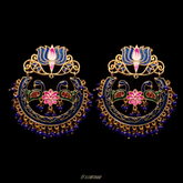 ELEGANT DESIGNER EARRINGS IN GOLDTONE WITH COLORED BEADS