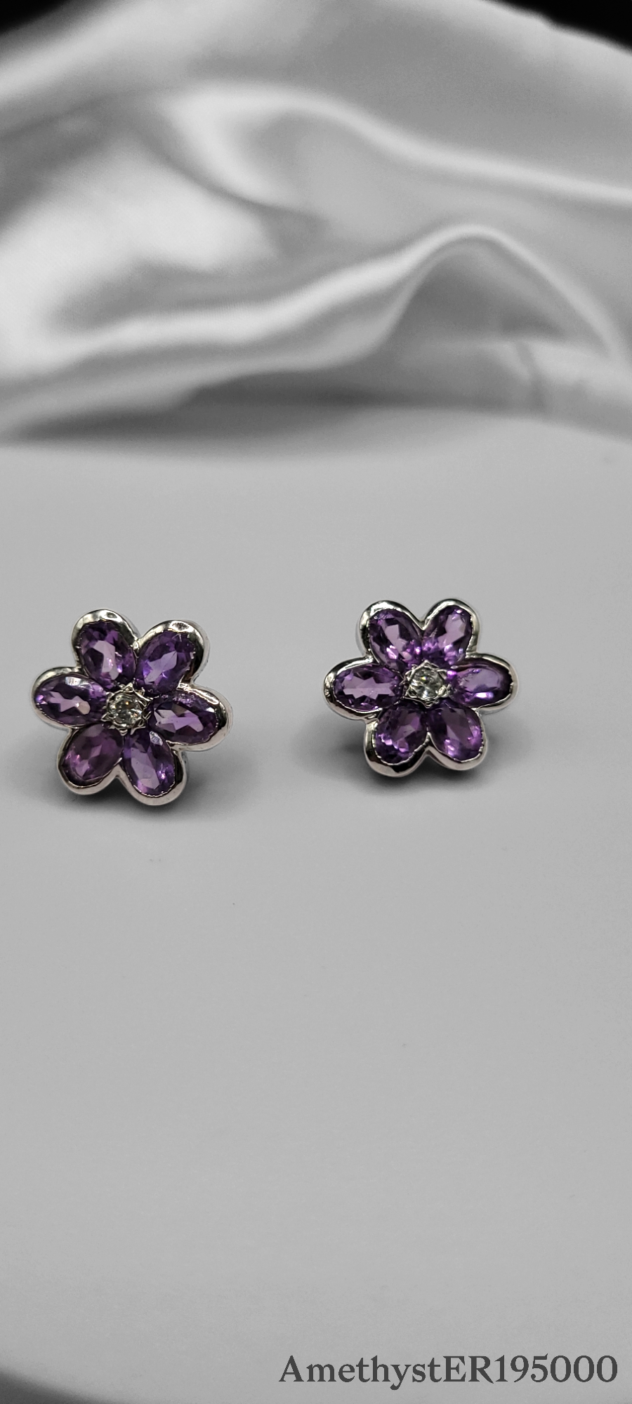 Amethyst Flower design earrings on Sterling Silver