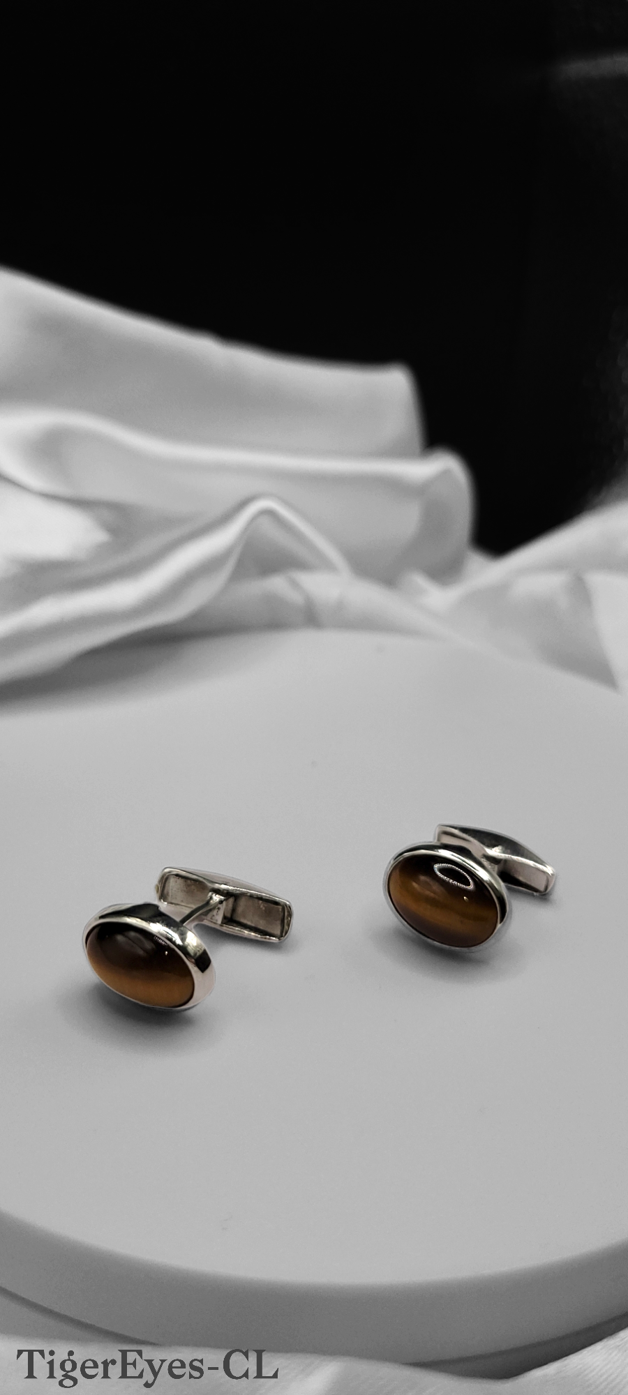 TIGER'S EYES CUFF LINKS ON STERLING SILVER. KNOWN AS THE STONE OF PROTECTION!