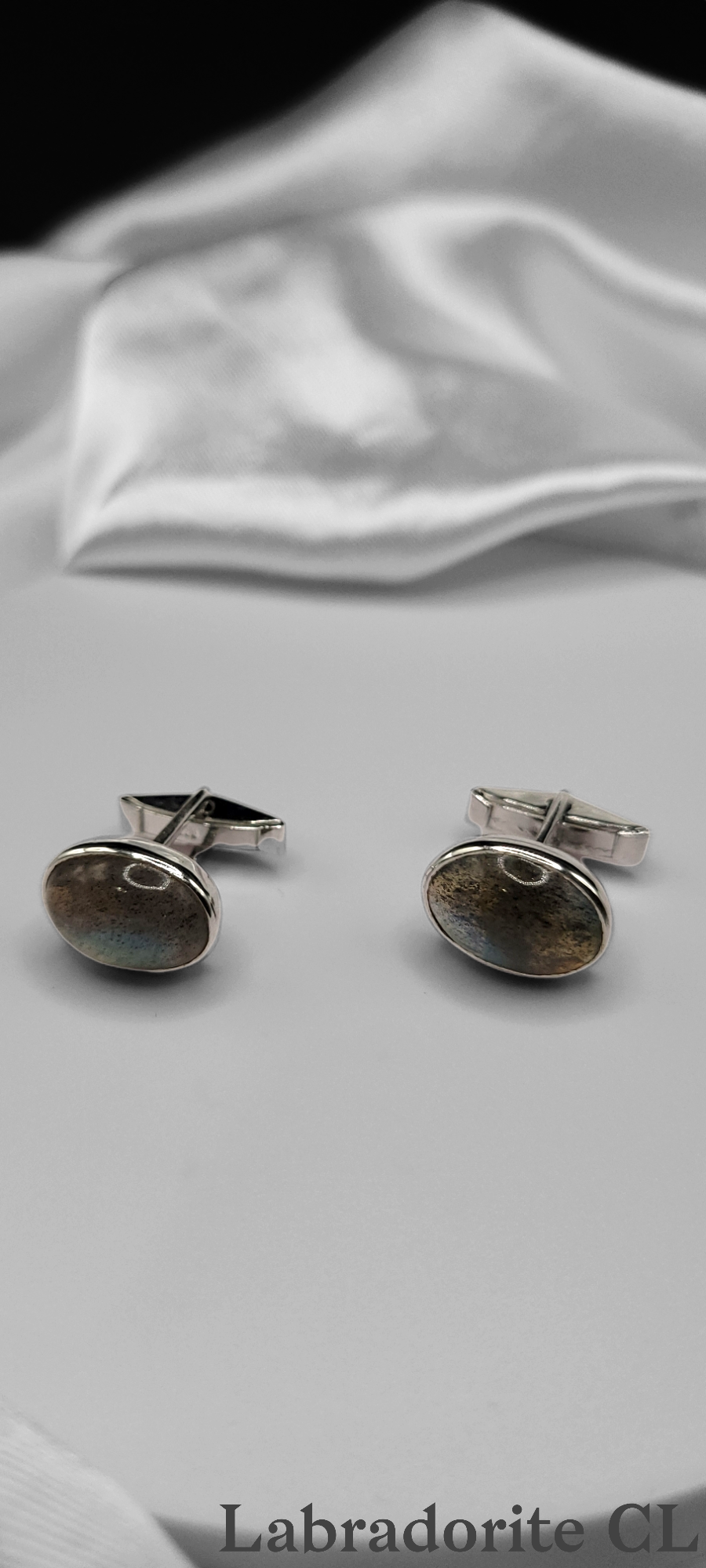 LABRADORITE STONE CUFF LINKS ON STERLING SILVER. KNOWN AS THE STONE OF TRANSFORMATION. A TRULY MAGICAL PIECE!