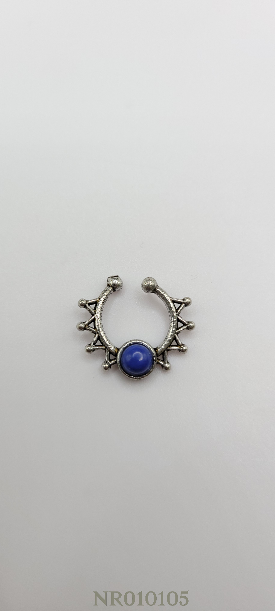 GERMAN SILVER BLUE STONE NOSE RING