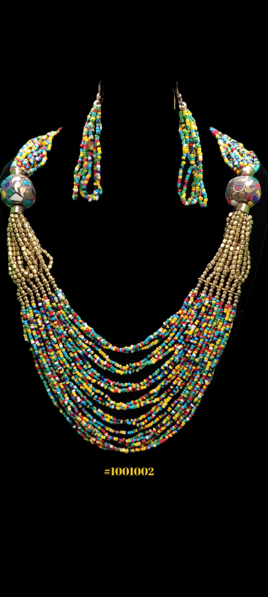COLORFUL BEADED NECKLACE WITH EARRINGS
